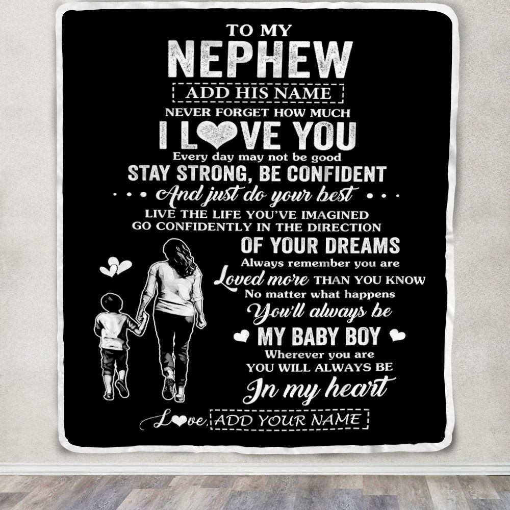 Personalized To My Nephew Gifts From Aunt Auntie Blanket Never Forget How Much I Love You Nephew Birthday Graduation Christmas Customized Fleece Throw Blanket | siriusteestore