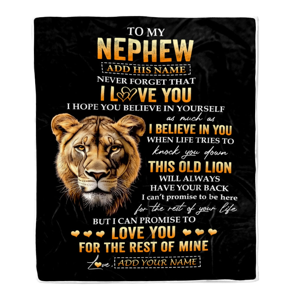 Personalized To My Nephew Gifts From Aunt Auntie Blanket Old Lion Love You Nephew Birthday Gifts Graduation Christmas Customized Fleece Throw Blanket | siriusteestore
