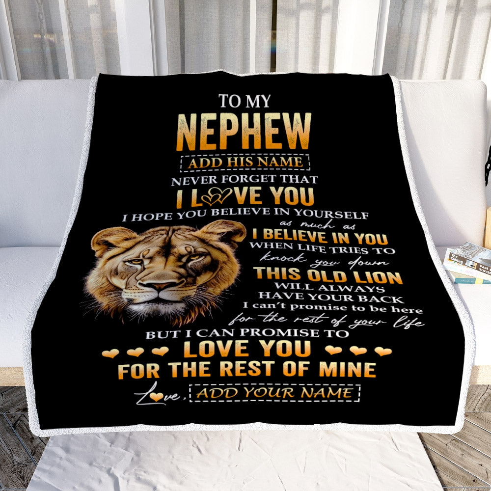 Personalized To My Nephew Gifts From Aunt Auntie Blanket Old Lion Love You Nephew Birthday Gifts Graduation Christmas Customized Fleece Throw Blanket | siriusteestore