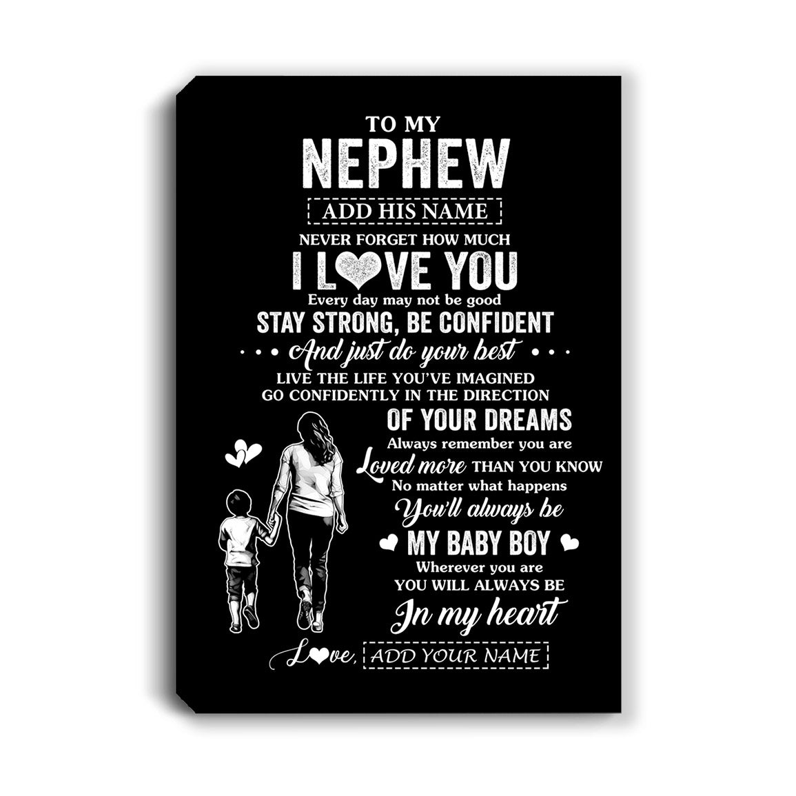 Personalized To My Nephew Gifts From Aunt Auntie Canvas Never Forget How Much I Love You Nephew Birthday Graduation Christmas Gift Custom Wall Art Framed Canvas | siriusteestore