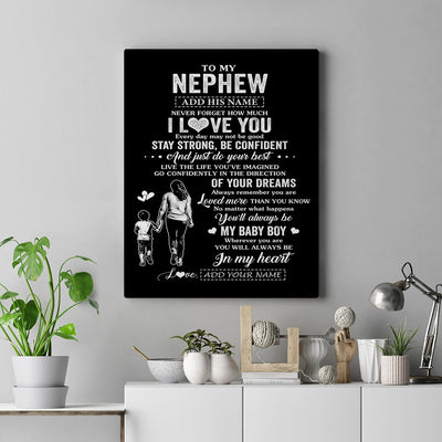 Personalized To My Nephew Gifts From Aunt Auntie Canvas Never Forget How Much I Love You Nephew Birthday Graduation Christmas Gift Custom Wall Art Framed Canvas | siriusteestore