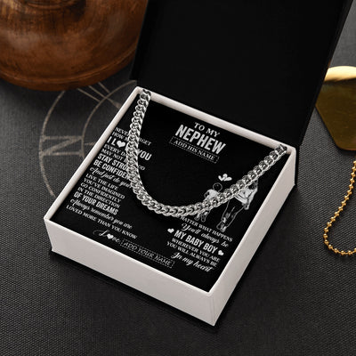Cuban Link Chain Necklace Stainless Steel | 2 | Personalized To My Nephew Gifts From Aunt Auntie Necklace Never Forget How Much I Love You Nephew Birthday Graduation Christmas Custom Gift Box Message Card | https://siriusteestore.