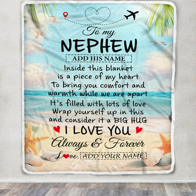 Personalized To My Nephew Gifts From Aunt Uncle Auntie Blanket Beach I Love You Birthday Gifts Graduation For Nephew Christmas Customized Fleece Blanket | siriusteestore