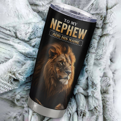 Personalized To My Nephew Gifts From Aunt Uncle Auntie Tumbler Old Lion Love You Nephew Birthday Gifts Graduation Christmas Custom Stainless Steel Cup Travel Mug | siriusteestore