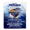 Personalized To My Nephew Gifts From Aunt Uncle Blanket Don't Give Up Eagle Gifts For Nephew Birthday Graduation Christmas Customized Fleece Throw Blanket | siriusteestore