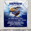 Personalized To My Nephew Gifts From Aunt Uncle Blanket Don't Give Up Eagle Gifts For Nephew Birthday Graduation Christmas Customized Fleece Throw Blanket | siriusteestore