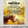 Personalized To My Nephew Gifts From Aunt Uncle Blanket Don't Give Up Horse Gifts For Nephew Birthday Graduation Christmas Customized Fleece Throw Blanket | siriusteestore