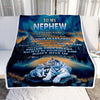 Personalized To My Nephew Gifts From Aunt Uncle Blanket Don't Give Up White Tiger Gifts For Nephew Birthday Graduation Christmas Custom Fleece Throw Blanket | siriusteestore