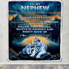 Personalized To My Nephew Gifts From Aunt Uncle Blanket Don't Give Up White Tiger Gifts For Nephew Birthday Graduation Christmas Custom Fleece Throw Blanket | siriusteestore