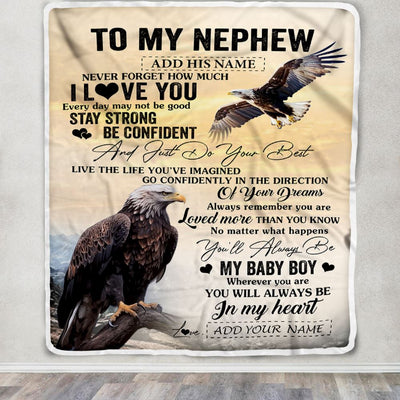 Personalized To My Nephew Gifts From Aunt Uncle Blanket Eagle Never Forget How Much I Love You Nephew Birthday Graduation Christmas Fleece Throw Blanket | siriusteestore