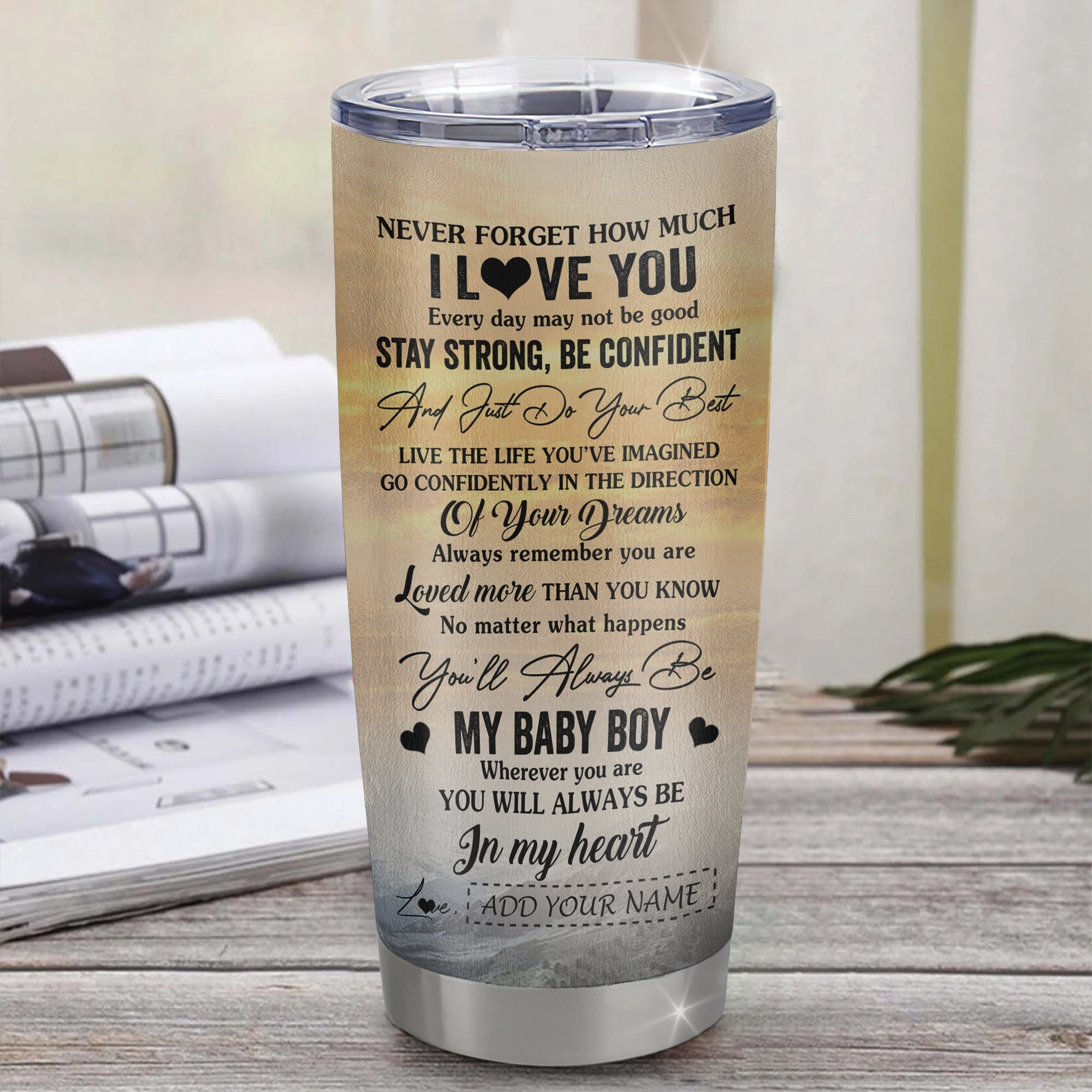 Personalized To My Nephew Gifts From Aunt Uncle Tumbler Eagle Never Forget How Much I Love You Nephew Birthday Graduation Christmas Custom Stainless Steel Travel Mug | siriusteestore