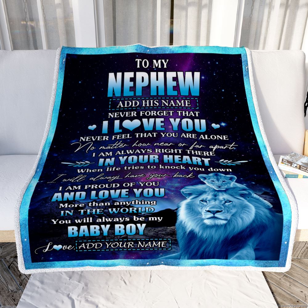Personalized To My Nephew Gifts From Uncle Blanket I Love You Lion Birthday Gift Ideas For Nephew Graduation Christmas Customized Fleece Throw Blanket | siriusteestore