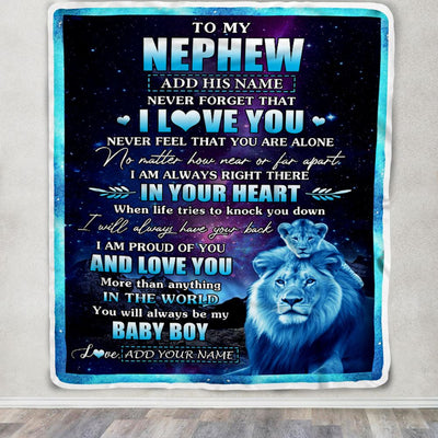 Personalized To My Nephew Gifts From Uncle Blanket I Love You Lion Birthday Gift Ideas For Nephew Graduation Christmas Customized Fleece Throw Blanket | siriusteestore