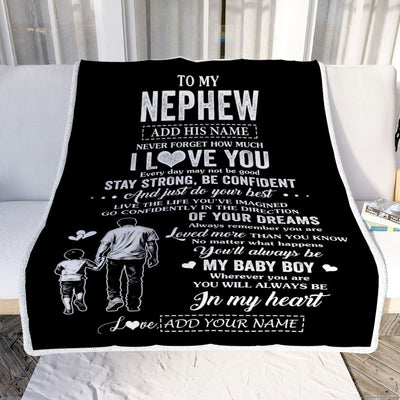 Personalized To My Nephew Gifts From Uncle Blanket Never Forget How Much I Love You Nephew Birthday Graduation Christmas Customized Fleece Throw Blanket | siriusteestore
