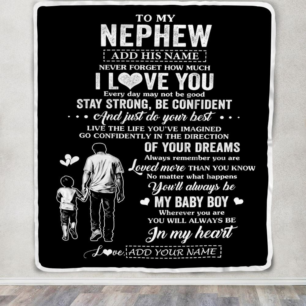 Personalized To My Nephew Gifts From Uncle Blanket Never Forget How Much I Love You Nephew Birthday Graduation Christmas Customized Fleece Throw Blanket | siriusteestore