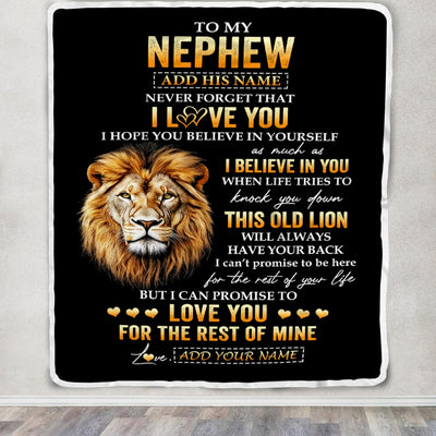 Personalized To My Nephew Gifts From Uncle Blanket Old Lion Love You Nephew Birthday Gifts Graduation Christmas Customized Fleece Throw Blanket | siriusteestore