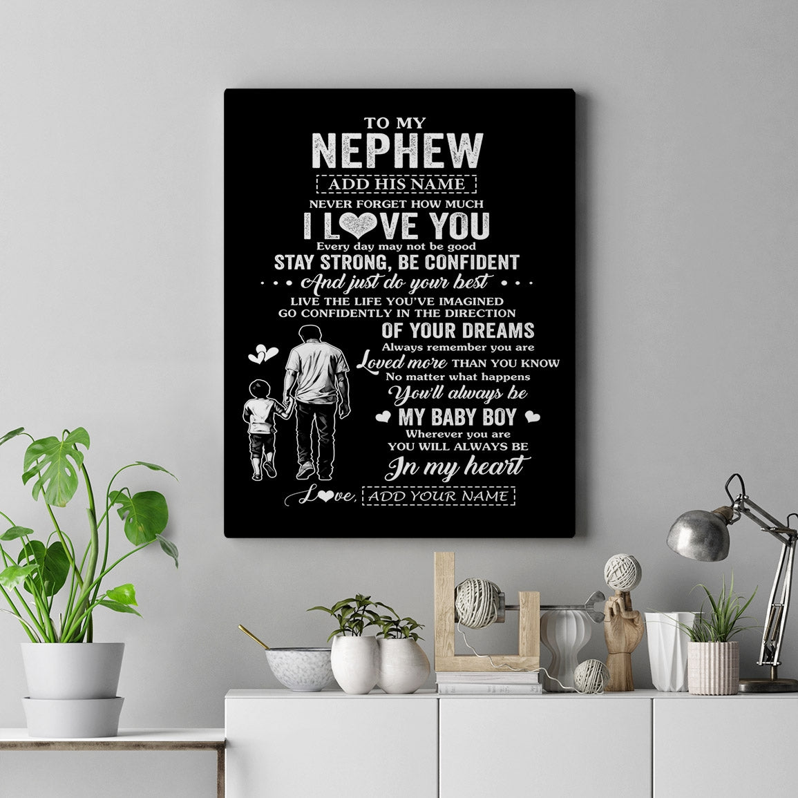 Personalized To My Nephew Gifts From Uncle Canvas Never Forget How Much I Love You Nephew Birthday Graduation Christmas Gift Custom Wall Art Framed Canvas | siriusteestore