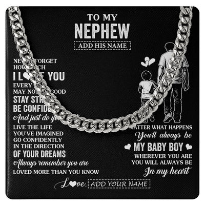 Cuban Link Chain Necklace Stainless Steel | 1 | Personalized To My Nephew Gifts From Uncle Necklace Never Forget How Much I Love You Nephew Birthday Graduation Christmas Custom Gift Box Message Card | https://siriusteestore.