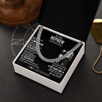 Cuban Link Chain Necklace Stainless Steel | 2 | Personalized To My Nephew Gifts From Uncle Necklace Never Forget How Much I Love You Nephew Birthday Graduation Christmas Custom Gift Box Message Card | https://siriusteestore.