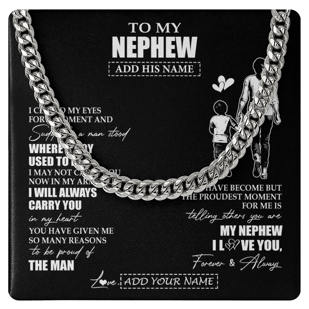 Cuban Link Chain Necklace Stainless Steel | 1 | Personalized To My Nephew Gifts Necklace From Aunt Auntie I Closed My Eyes For A Moment Nephew Birthday Graduation Christmas Customized Gift Box Message Card | siriusteestore.myshopify