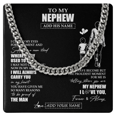 Cuban Link Chain Necklace Stainless Steel | 1 | Personalized To My Nephew Gifts Necklace From Aunt Auntie I Closed My Eyes For A Moment Nephew Birthday Graduation Christmas Customized Gift Box Message Card | siriusteestore.myshopify