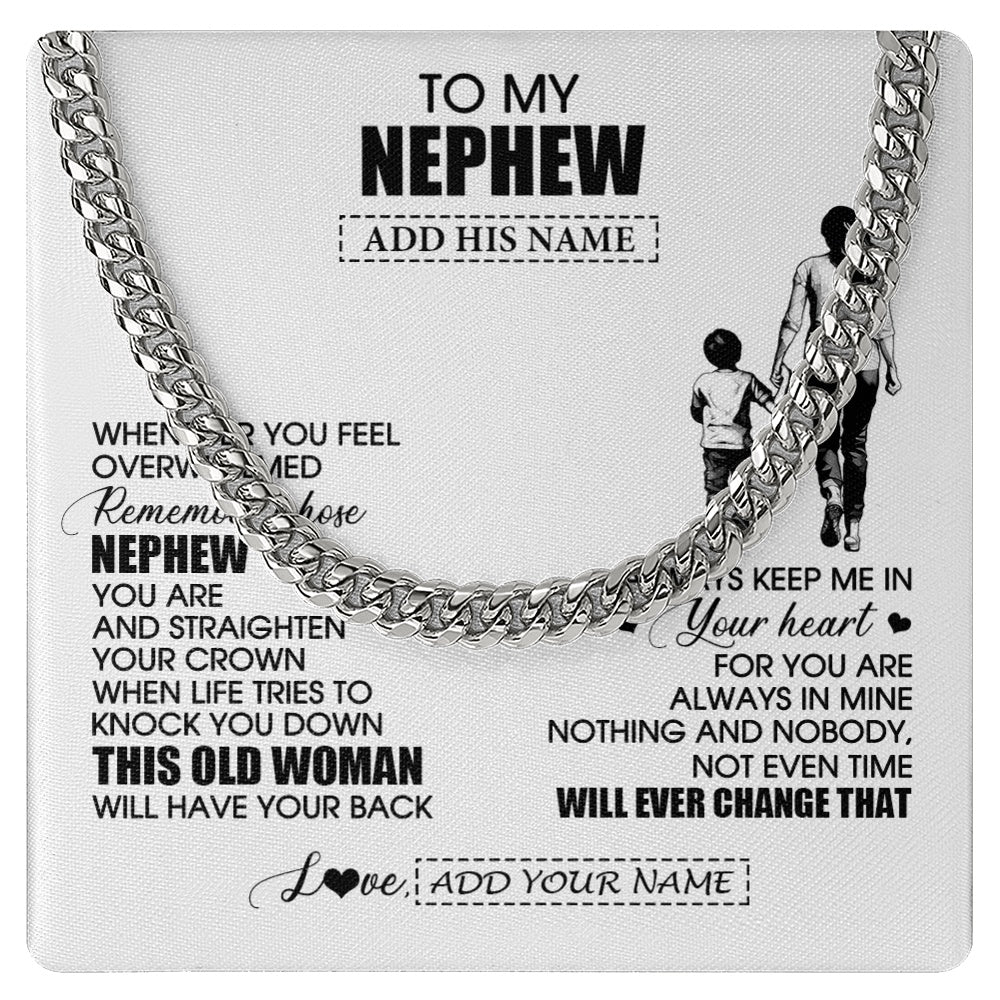 Cuban Link Chain Necklace Stainless Steel | 1 | Personalized To My Nephew Gifts Necklace From Aunt Auntie Whenever Woman Unique Birthday Gifts For Nephew Graduation Christmas Custom Gift Box Message Card | siriusteestore.myshopify