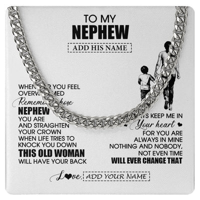 Cuban Link Chain Necklace Stainless Steel | 1 | Personalized To My Nephew Gifts Necklace From Aunt Auntie Whenever Woman Unique Birthday Gifts For Nephew Graduation Christmas Custom Gift Box Message Card | siriusteestore.myshopify