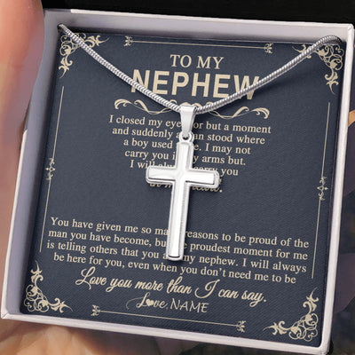 Stainless Cross Necklace Stainless Steel | 2 | Personalized To My Nephew Gifts Necklace From Aunt I Closed My Eyes Gift For Nephew Birthday Jewelry Gift For Men Christmas Customized Gift Box Message Card | siriusteestore
