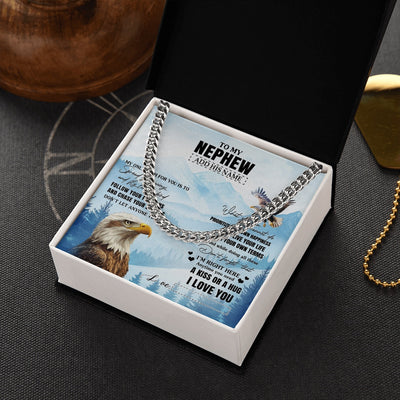 Cuban Link Chain Necklace Stainless Steel | 2 | Personalized To My Nephew Gifts Necklace From Aunt Uncle Auntie Eagle My Only Wish For You Nephew Birthday Gifts Graduation Christmas Gift Box Message Card | siriusteestore.myshopify