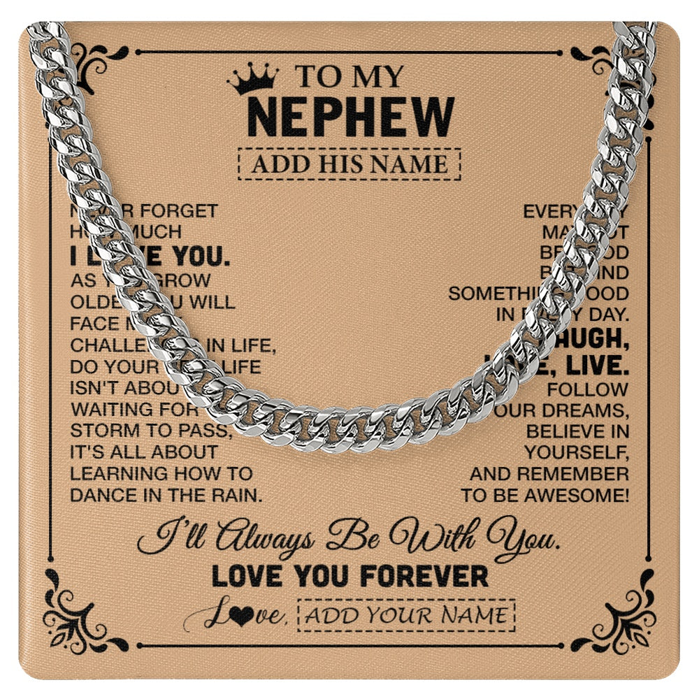 Cuban Link Chain Necklace Stainless Steel | 1 | Personalized To My Nephew Gifts Necklace From Aunt Uncle Auntie Never Forget How Much I Love You Nephew Birthday Gifts Christmas Gift Box Message Card | https://siriusteestore.