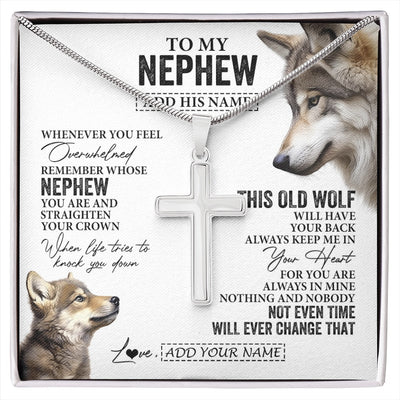 Stainless Cross Necklace Stainless Steel | 1 | Personalized To My Nephew Gifts Necklace From Aunt Uncle Auntie Whenever Wolf Unique Birthday For Nephew Graduation Christmas Custom Gift Box Message Card | https://siriusteestore.