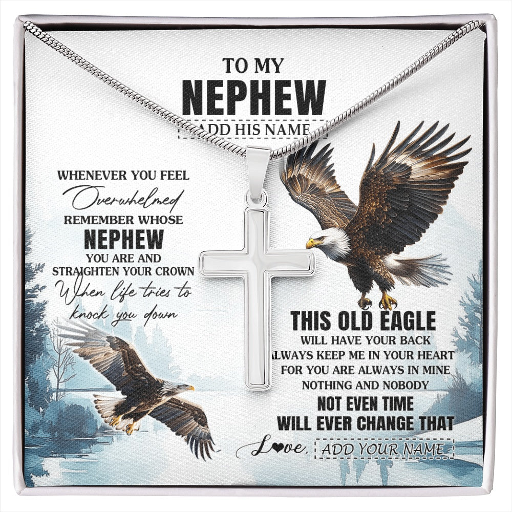 Stainless Cross Necklace Stainless Steel | 1 | Personalized To My Nephew Gifts Necklace From Aunt Uncle Whenever Eagle Unique Birthday Gifts For Nephew Christmas Custom Keepsake Gift Box Message Card | https://siriusteestore.