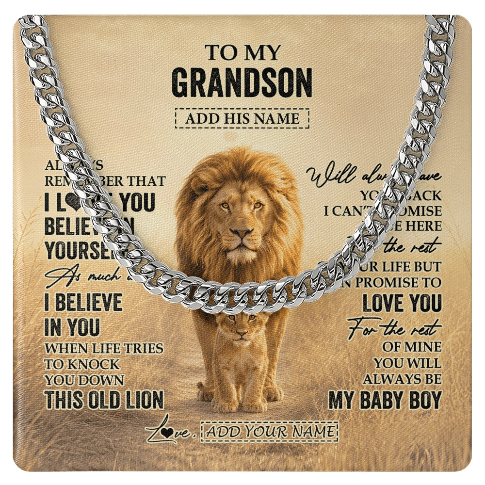 Cuban Link Chain Necklace Stainless Steel | 1 | Personalized To My Nephew Gifts Necklace From Uncle Always Remember Lion Gifts For Nephew Birthday Graduation Christmas Custom Gift Box Message Card | https://siriusteestore.