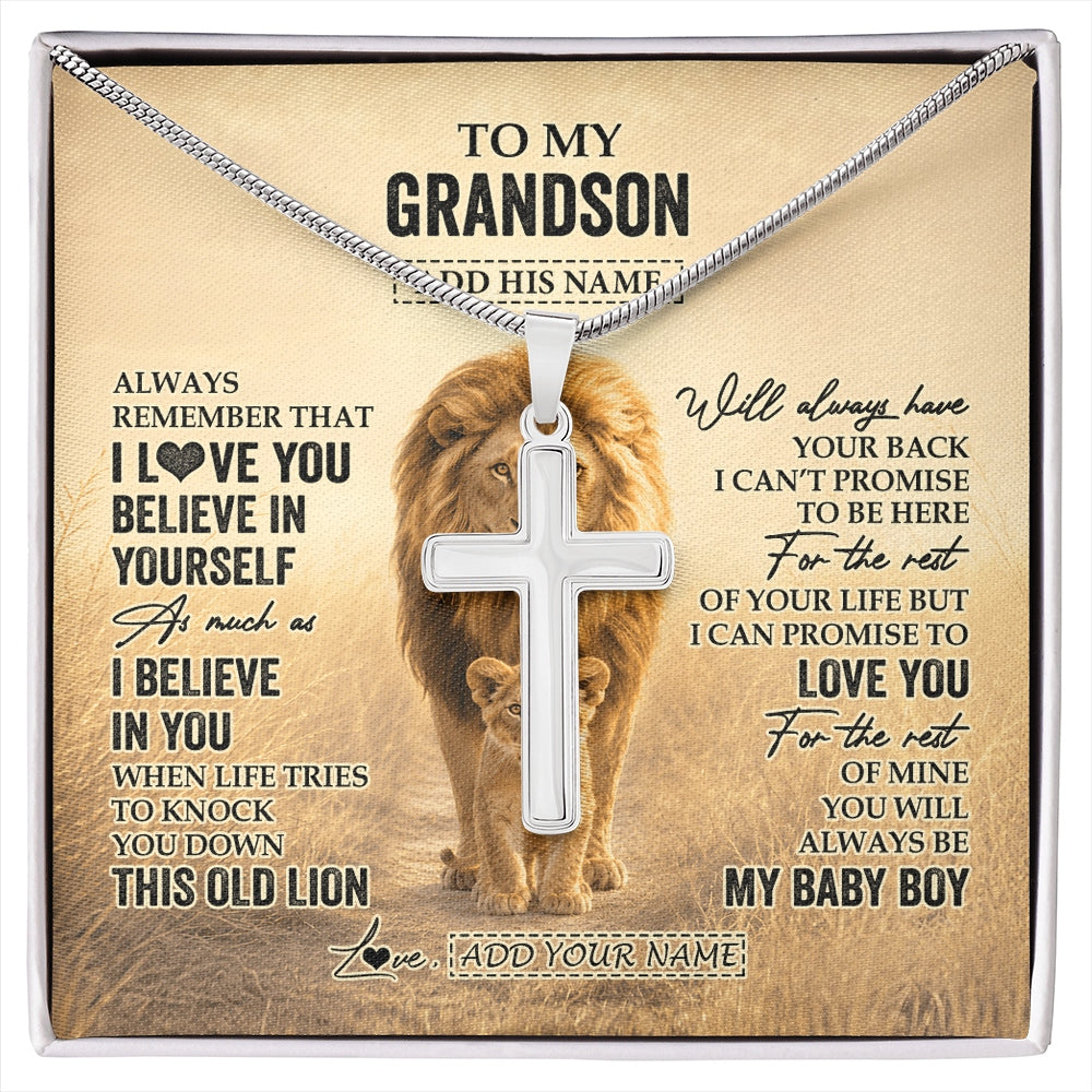 Stainless Cross Necklace Stainless Steel | 1 | Personalized To My Nephew Gifts Necklace From Uncle Always Remember Lion Gifts For Nephew Birthday Graduation Christmas Custom Gift Box Message Card | https://siriusteestore.