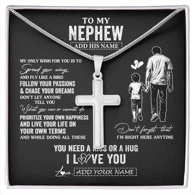 Stainless Cross Necklace Stainless Steel | 1 | Personalized To My Nephew Gifts Necklace From Uncle My Only Wish For You Nephew Birthday Gifts Graduation Christmas Customized Gift Box Message Card | siriusteestore.myshopify
