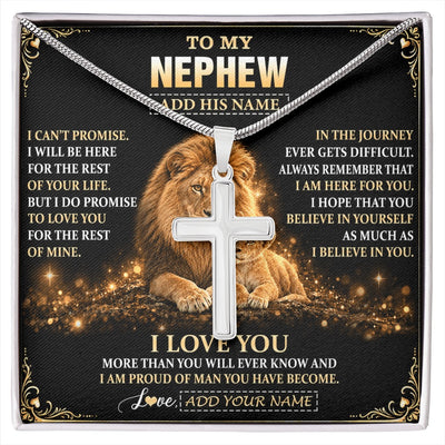 Stainless Cross Necklace Stainless Steel | 1 | Personalized To My Nephew Gifts Necklace From Uncle To Nephew Birthday Gifts Love You Forever Lion Graduation Christmas Custom Gift Box Message Card | https://siriusteestore.