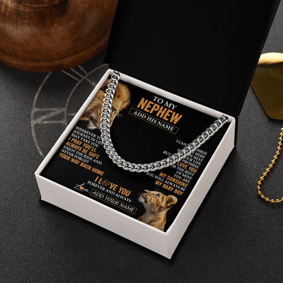 Cuban Link Chain Necklace Stainless Steel | 2 | Personalized To My Nephew Gifts Necklace From Uncle Wherever Your Journey In Life Lion Nephew Birthday Gifts Christmas Custom Gift Box Message Card | https://siriusteestore.
