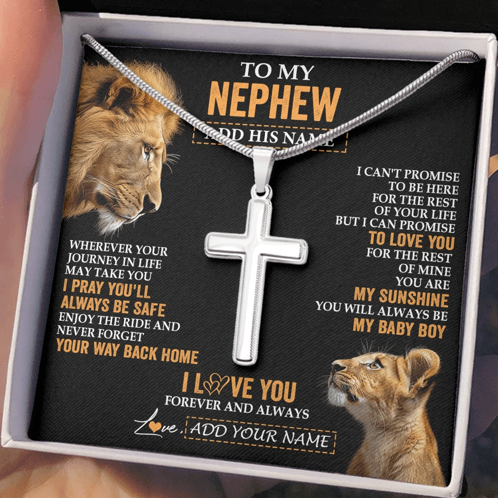 Stainless Cross Necklace Stainless Steel | 2 | Personalized To My Nephew Gifts Necklace From Uncle Wherever Your Journey In Life Lion Nephew Birthday Gifts Christmas Custom Gift Box Message Card | https://siriusteestore.