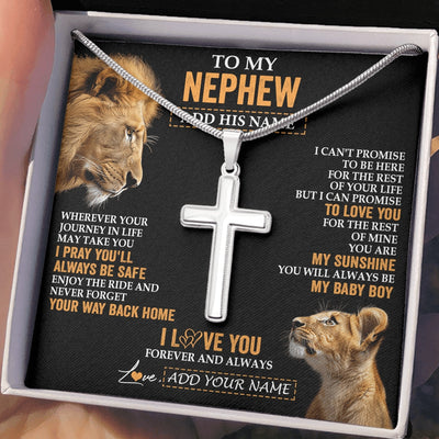 Stainless Cross Necklace Stainless Steel | 2 | Personalized To My Nephew Gifts Necklace From Uncle Wherever Your Journey In Life Lion Nephew Birthday Gifts Christmas Custom Gift Box Message Card | https://siriusteestore.