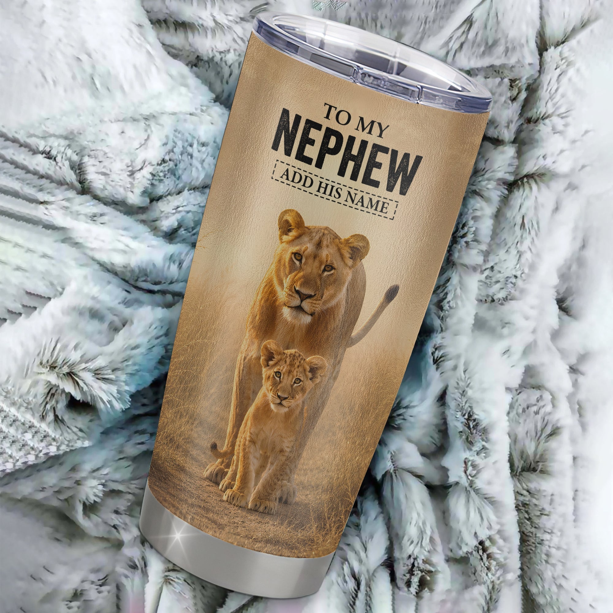 Personalized To My Nephew Gifts Tumbler From Aunt Auntie Always Remember Lion Gifts For Nephew Birthday Graduation Christmas Custom Stainless Steel Travel Mug | siriusteestore