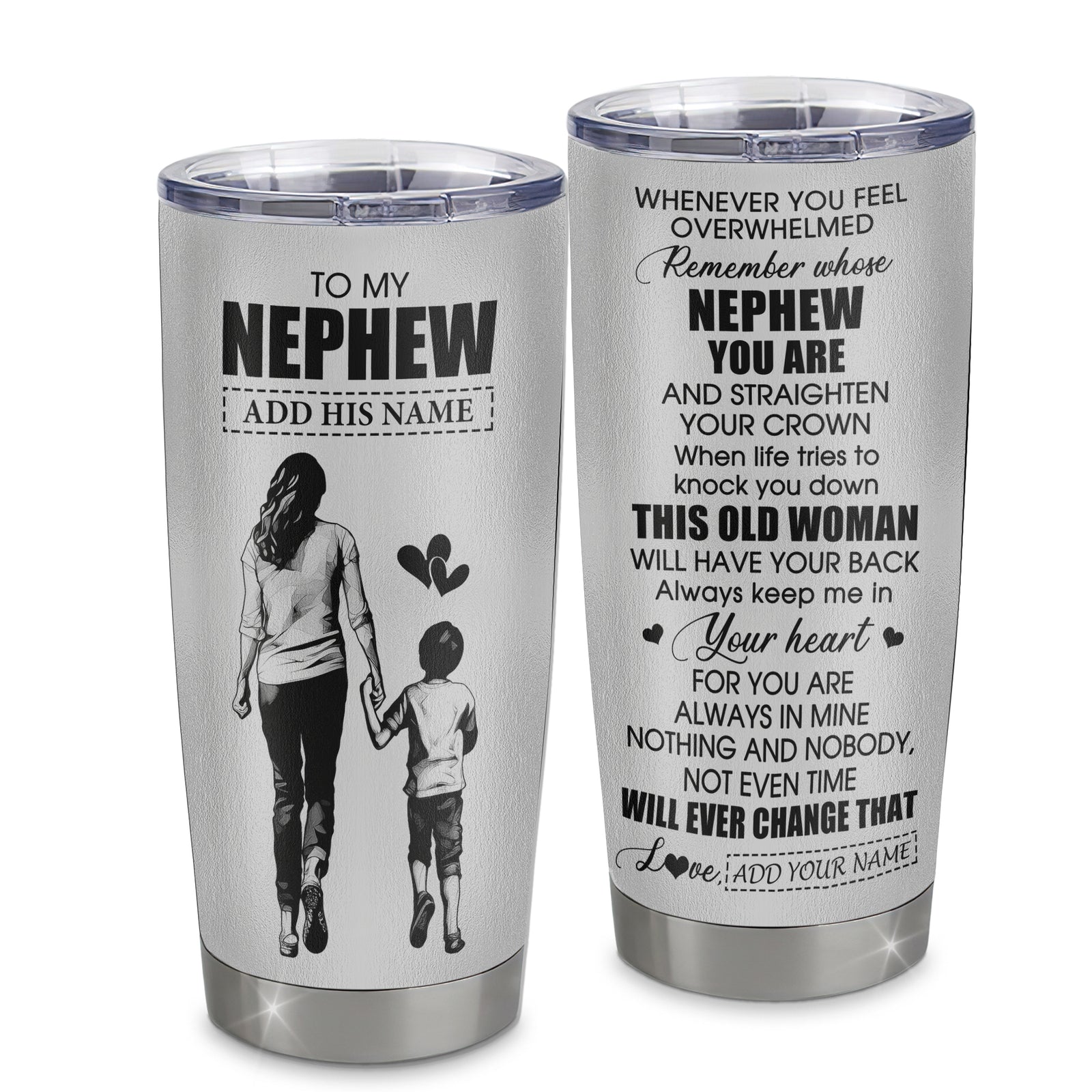Personalized To My Nephew Gifts Tumbler From Aunt Auntie Whenever Woman Unique Birthday Gifts For Nephew Graduation Christmas Custom Stainless Steel Cup Travel Mug | siriusteestore