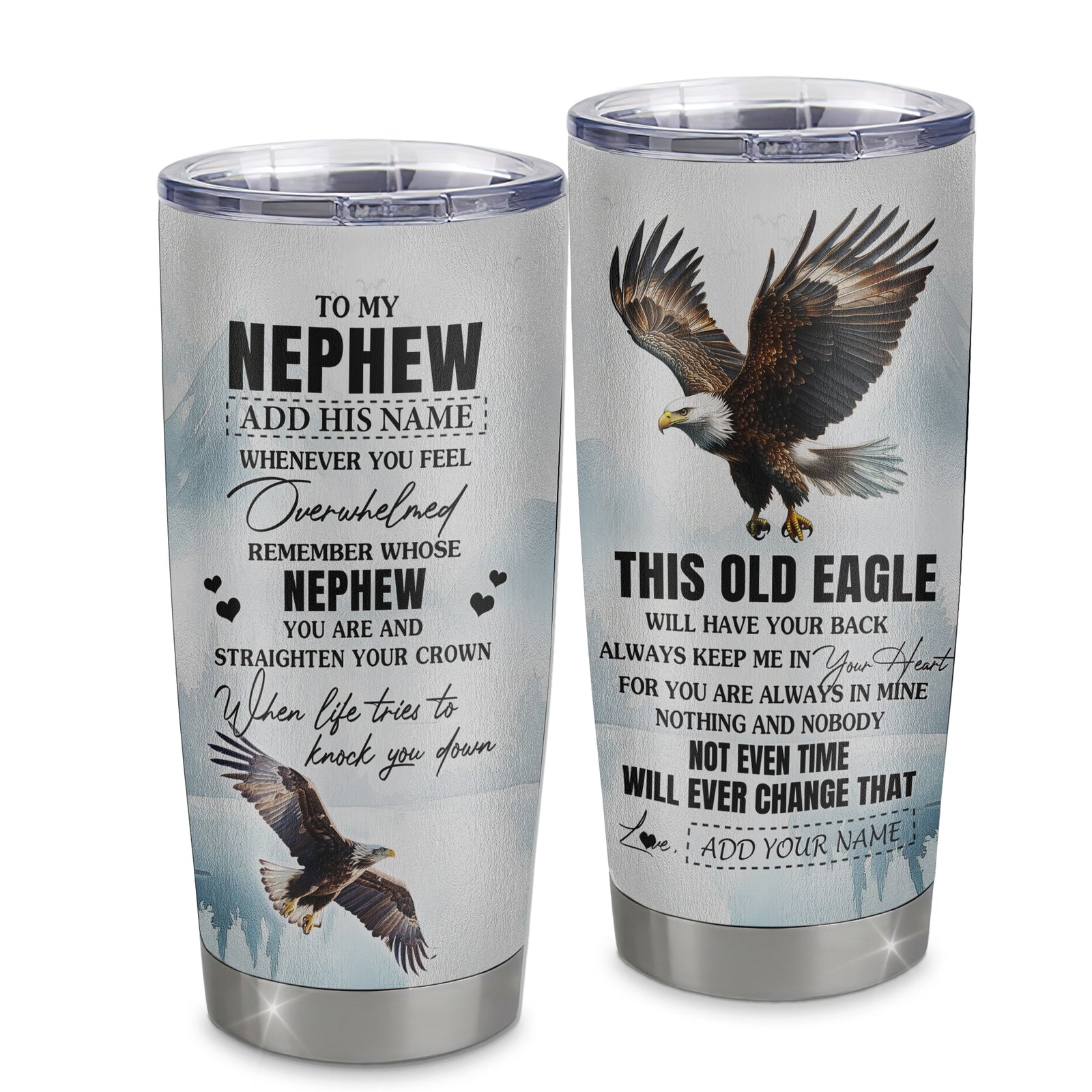 Personalized To My Nephew Gifts Tumbler From Aunt Uncle Auntie Whenever Eagle Unique Birthday Gifts For Nephew Graduation Christmas Stainless Steel Insulated Custom Mug | siriusteestore