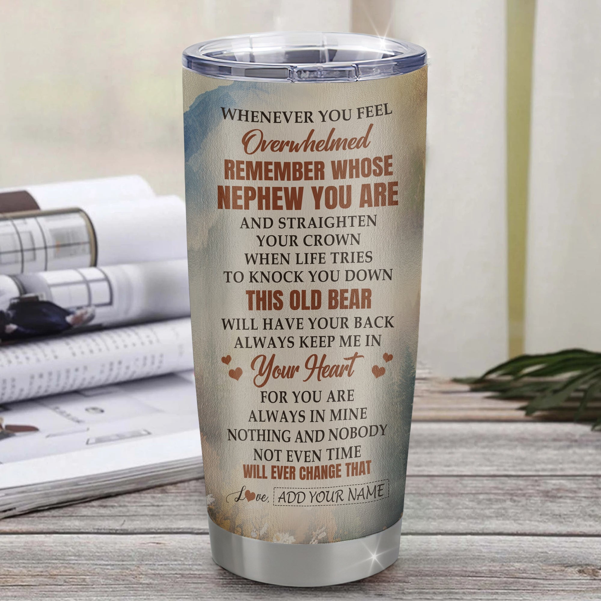 Personalized To My Nephew Gifts Tumbler From Aunt Uncle Whenever Bear Unique Birthday Gifts For Nephew Graduation Christmas Custom Stainless Steel Cup Travel Mug | siriusteestore