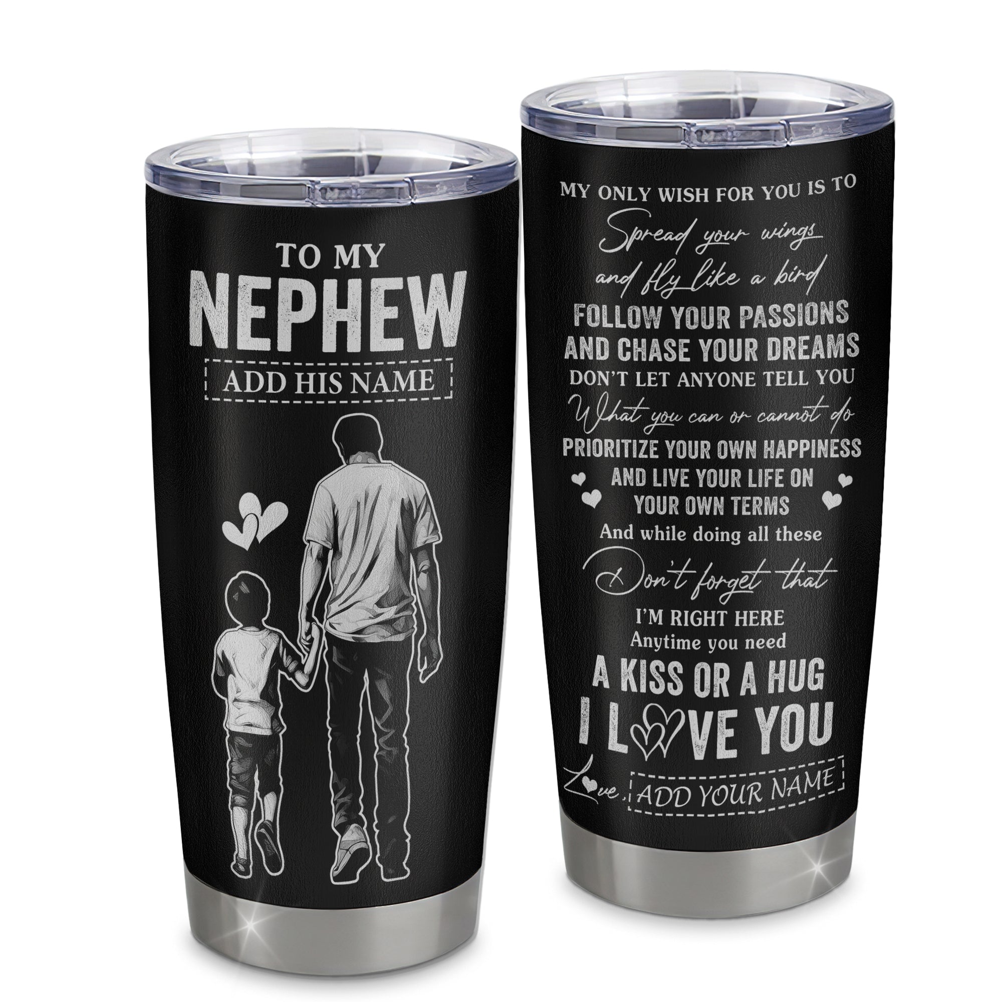 Personalized To My Nephew Gifts Tumbler From Uncle My Only Wish For You Nephew Birthday Gifts Graduation Christmas Custom Stainless Steel Cup Travel Mug | siriusteestore
