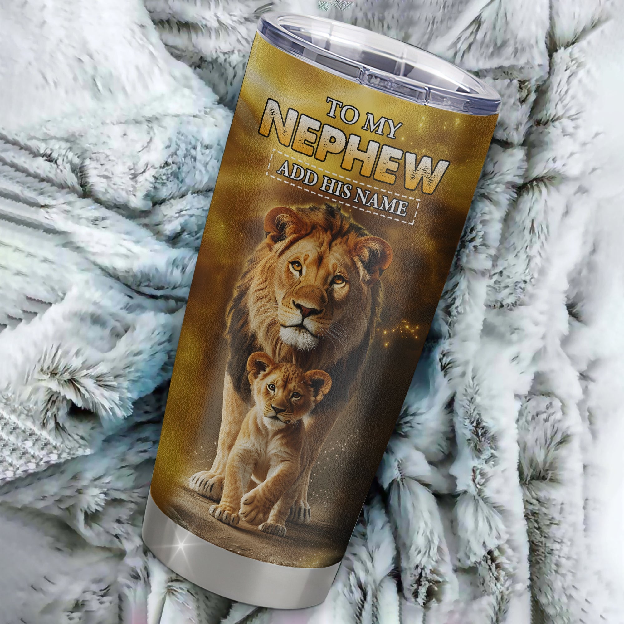 Personalized To My Nephew Gifts Tumbler From Uncle Never Forget How Much I Love You Lion Nephew Birthday Gifts Graduation Christmas Custom Stainless Steel Travel Mug | siriusteestore