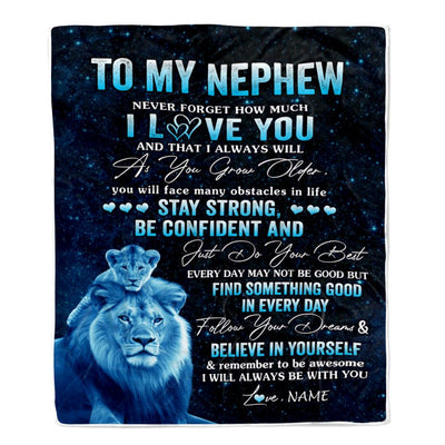 Personalized To My Nephew I Love You Forever Blanket From Uncle Lion Nephew Birthday Gifts Graduation Christmas Customized Fleece Throw Blanket | siriusteestore