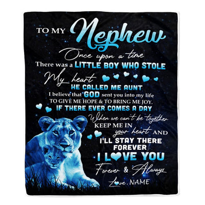 Personalized To My Nephew Lion Blanket From Aunt Auntie I'll Stay There Forever Nephew Birthday Graduation Christmas Customized Bed Quilt Fleece Blanket | siriusteestore