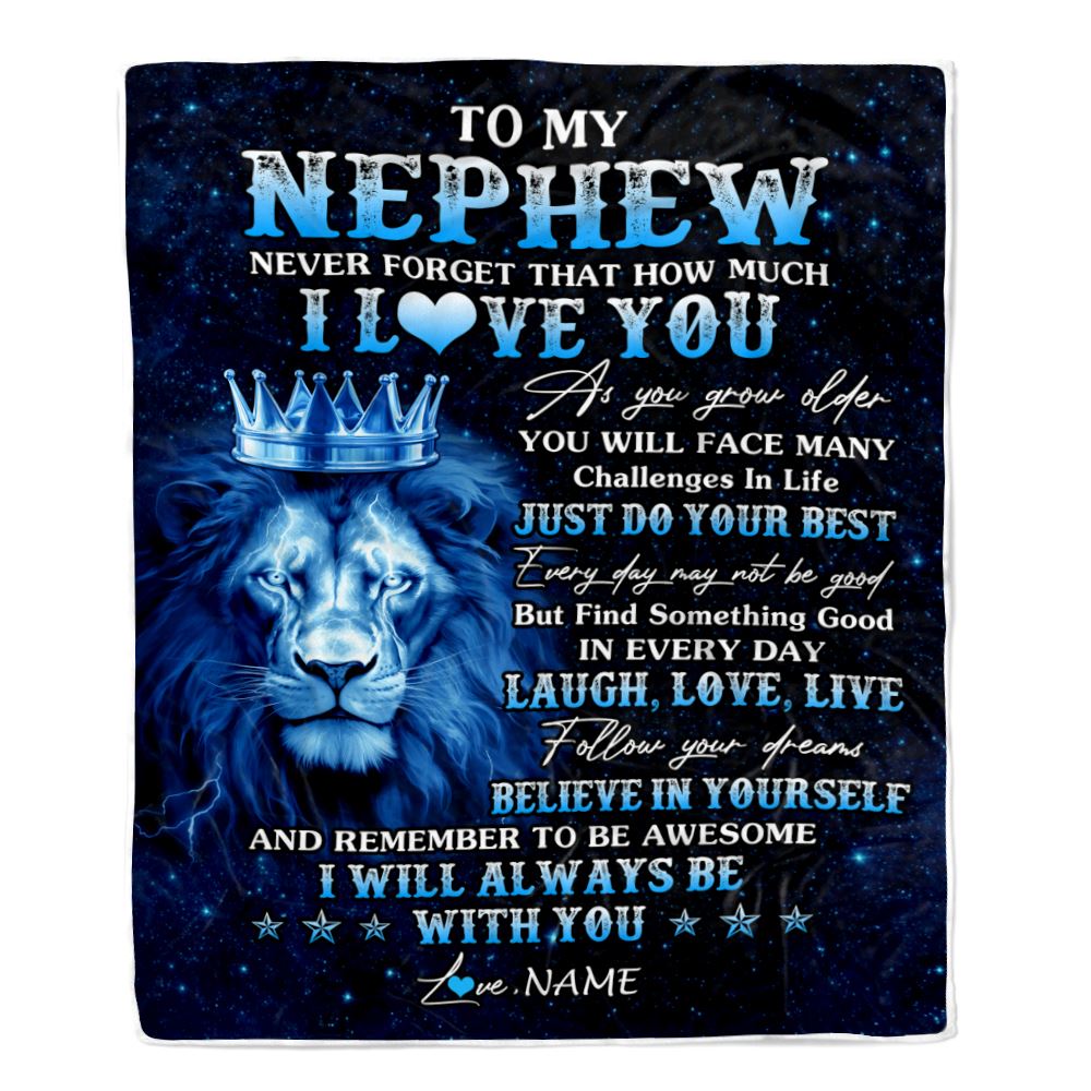 Personalized To My Nephew Lion Blanket From Aunt Uncle I Love You Lion Ideas For Nephew Birthday Gifts Graduation Christmas Customized Fleece Throw Blanket | siriusteestore