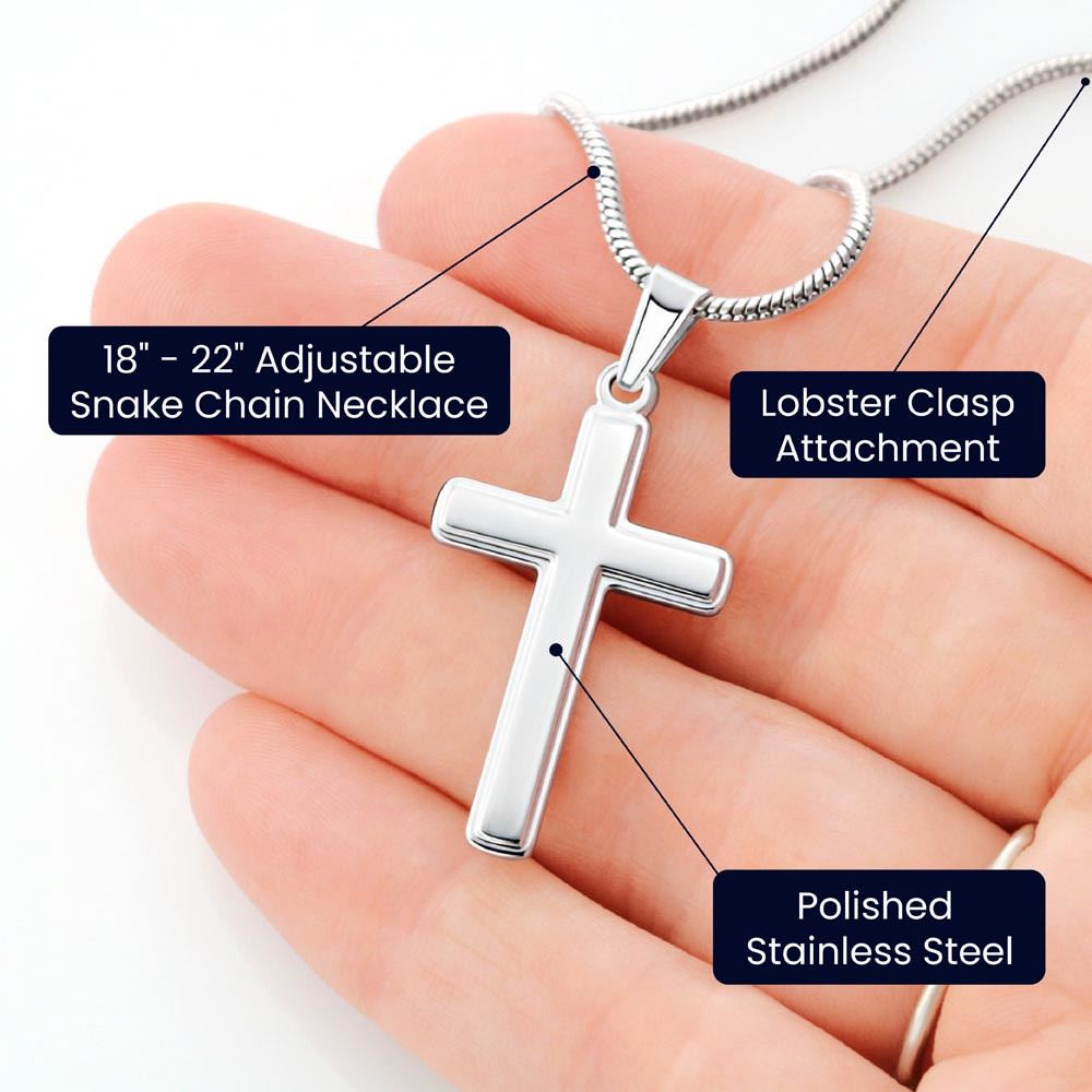Stainless Cross Necklace Stainless Steel | 4 | Personalized To My Nephew Necklace From Aunt Auntie Wherever Your Journey Nephew Birthday Gifts Jewelry  Graduation Christmas Customized Gift Box Message Card | siriusteestore