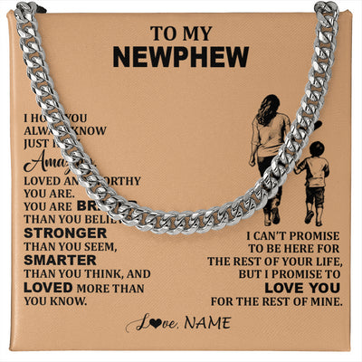 Cuban Link Chain Necklace Stainless Steel | 1 | Personalized To My Nephew Necklace From Aunt Promise To Love You Nephew Birthday Gifts Valentines Day Graduation Christmas Customized Gift Box Message Card | siriusteestore